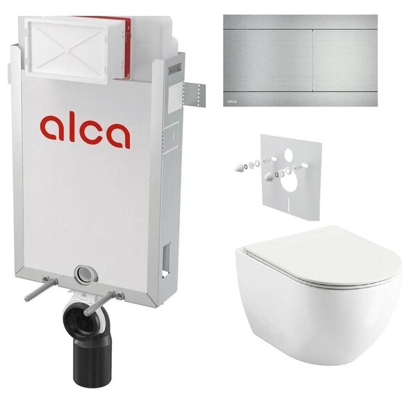 Alcadrain Set modul k zazdění, WC Urban City, sedátko s tlačítkem nerez FUN-INOX KAE004 1 set