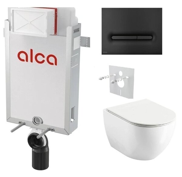 Alcadrain Set modul k zazdění, WC Urban City, sedátko s tlač.černá mat M1878 KAE017 1 set