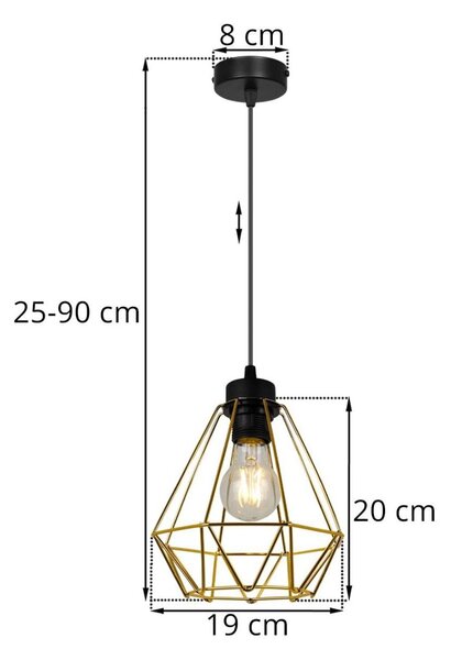 Závěsné svítidlo Fusion, 1x zlaté drátěné stínítko
