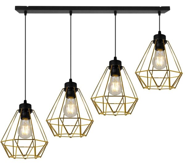 Závěsné svítidlo Fusion, 4x zlaté drátěné stínítko