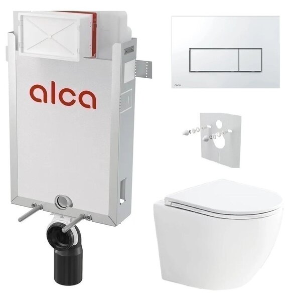 Alcadrain Set modul k zazdění, WC Urban Vortex, sedátko s tlačítkem chrom lesk M571 KAE051 1 set
