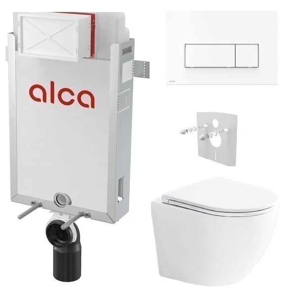 Alcadrain Set modul k zazdění, WC Urban Vortex, sedátko s tlačítkem bílá lesk M570 KAE050 1 set