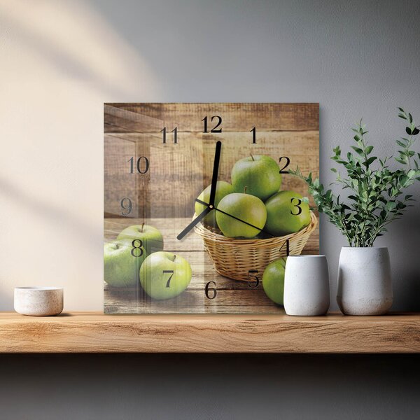 Skleněné hodiny na stěnu Jablko zskc-30x30-00181129