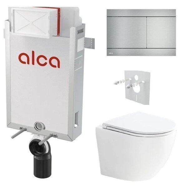 Alcadrain Set modul k zazdění, WC Urban Vortex, sedátko s tlačítkem nerez FUN-INOX KAE042 1 set