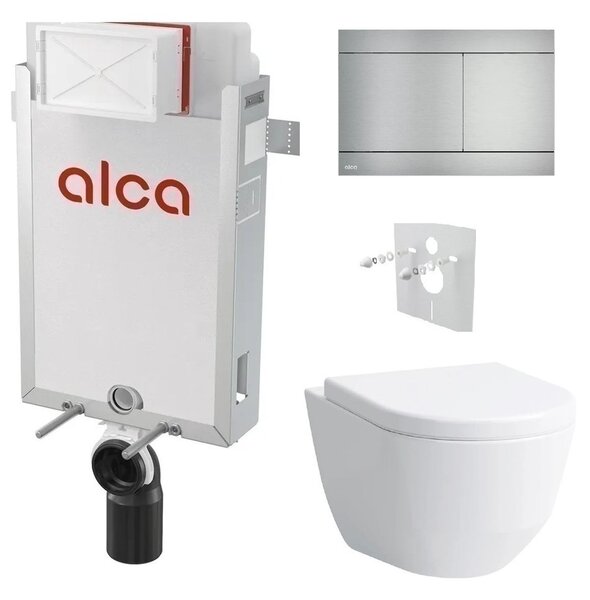 Alcadrain Set modul k zazdění, WC Laufen Pro, sedátko s tlačítkem nerez FUN-INOX KAE061 1 set