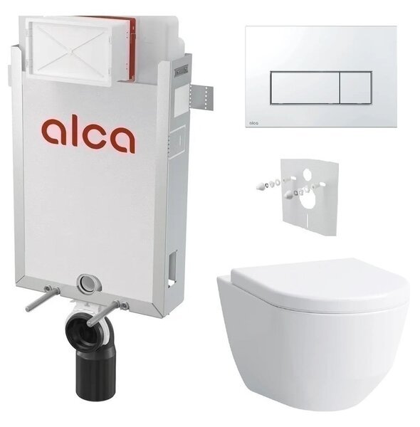 Alcadrain Set modul k zazdění, WC Laufen Pro, sedátko s tlačítkem chrom lesk M571 KAE070 1 set