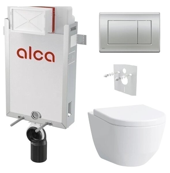 Alcadrain Set modul k zazdění, WC Laufen Pro, sedátko s tlačítkem chrom mat M272 KAE064 1 set