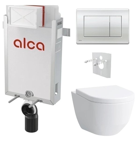 Alcadrain Set modul k zazdění, WC Laufen Pro, sedátko s tlačítkem chrom lesk M271 KAE058 1 set