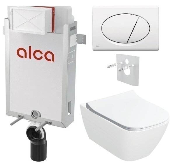 Alcadrain Set modul k zazdění, WC Smyle Square, sedátko s tlačítkem bílá M70 KAE154 1 set