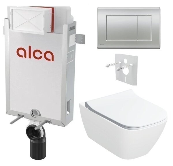 Alcadrain Set modul k zazdění, WC Smyle Square, sedátko s tlačítkem chrom mat M272 KAE159 1 set
