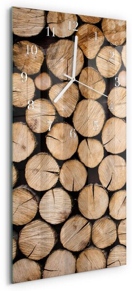 Skleněné hodiny vertikální Dřevěné trámy zsppb-30x60-00079937