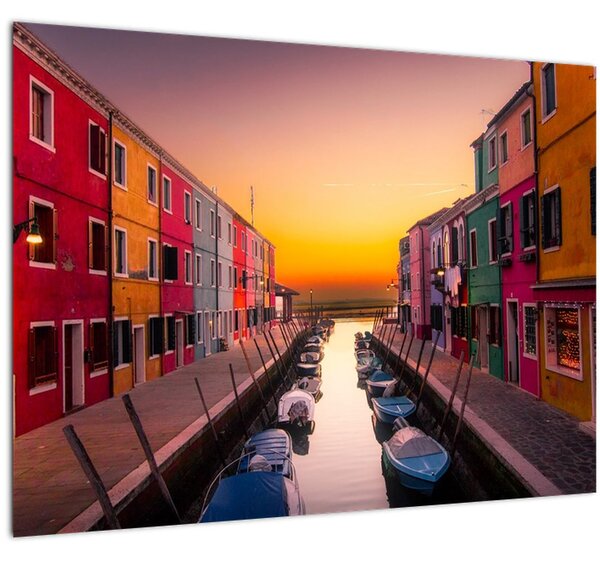 Obraz - Západ slunce, ostrov Burano, Benátky, Itálie (70x50 cm)