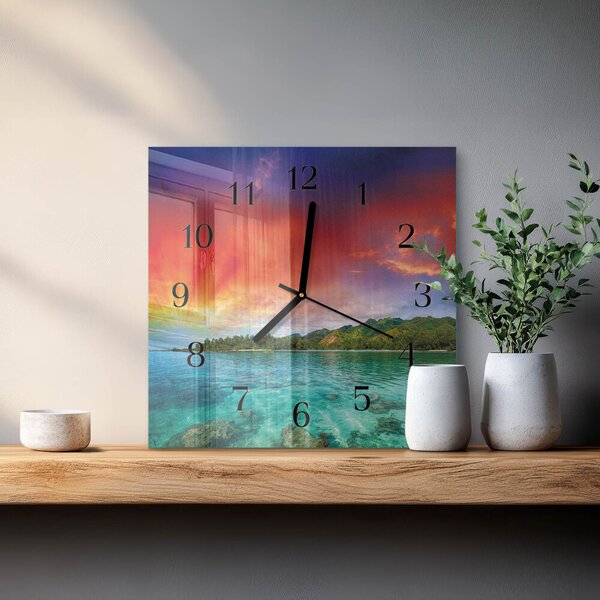 Skleněné hodiny na stěnu Krajina zskc-30x30-00178182