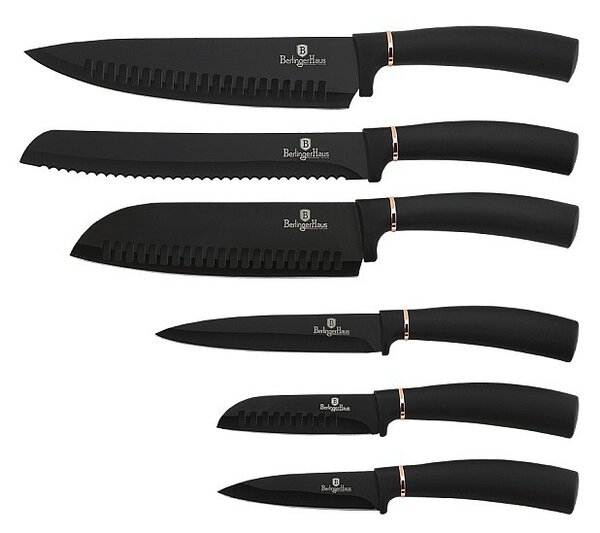 BERLINGERHAUS Sada nožů s nepřilnavým povrchem 6 ks Black Rose Collection blister BH-2414