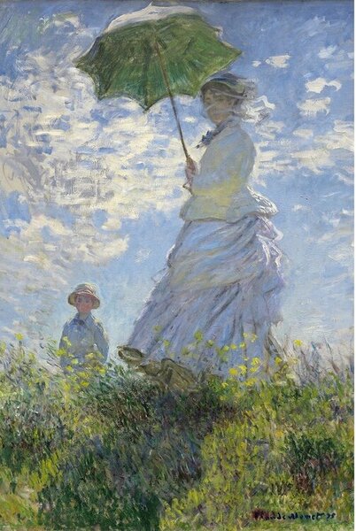 Plakát, Obraz - Žena se slunečníkem - Madame Monet a její syn, (61 x 91.5 cm)