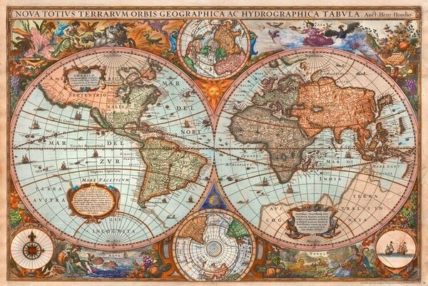 Plakát, Obraz - Historical Antique World Map