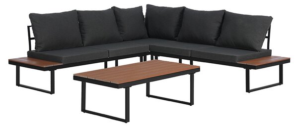 BPS-koupelny Zahradní nábytek TOBA BL WD1, 5 osob, černý/šedý/hnědý