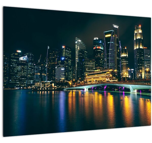 Obraz nočního Singapuru (70x50 cm)