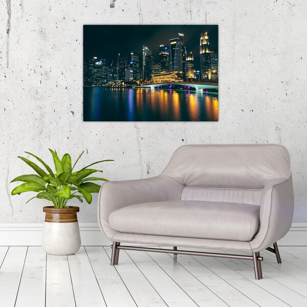 Obraz nočního Singapuru (70x50 cm)
