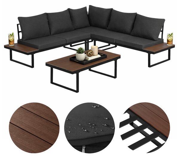 BPS-koupelny Zahradní nábytek TOBA BL WD1, 5 osob, černý/šedý/hnědý