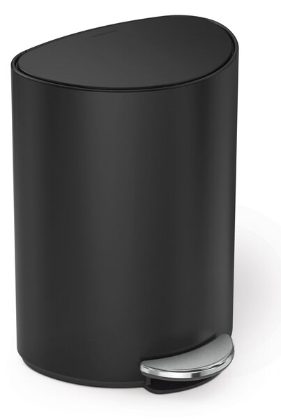 Pedálový odpadkový koš Simplehuman – 6 l, půlkulatý, černá matná ocel, plast