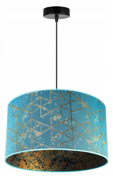 Závěsné svítidlo Werona 4, 1x modré textilní stínítko se vzorem, (fi 40cm), g