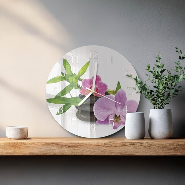 Skleněné hodiny na stěnu Orchidej zsob-fi30-00086574