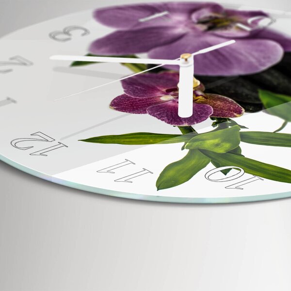 Skleněné hodiny na stěnu Orchidej zsob-fi30-00086574