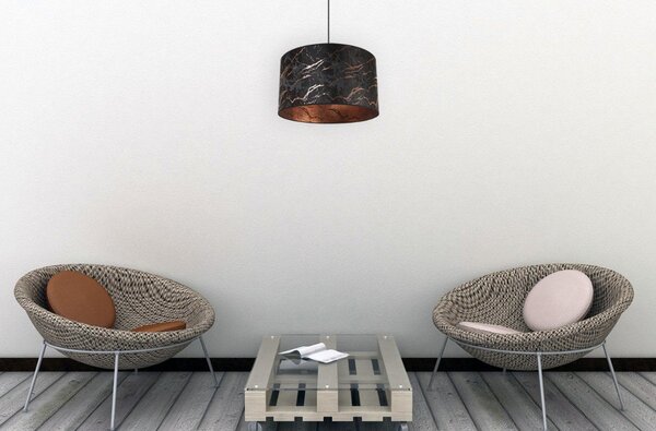 Závěsné svítidlo Werona 3, 1x černé textilní stínítko se vzorem, (fi 40cm), c