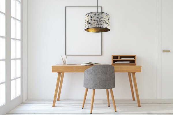 Závěsné svítidlo Werona 5, 1x šedé textilní stínítko se vzorem, (fi 40cm), g