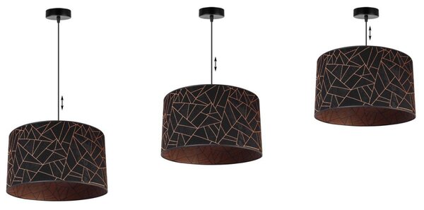 Závěsné svítidlo Werona 6, 1x černé textilní stínítko se vzorem, (fi 40cm), c