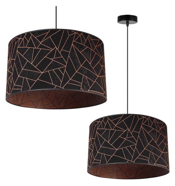 Závěsné svítidlo Werona 6, 1x černé textilní stínítko se vzorem, (fi 40cm), c
