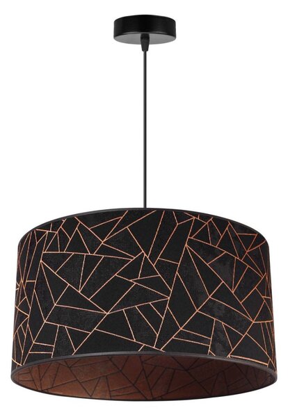 Závěsné svítidlo Werona 6, 1x černé textilní stínítko se vzorem, (fi 45cm), c