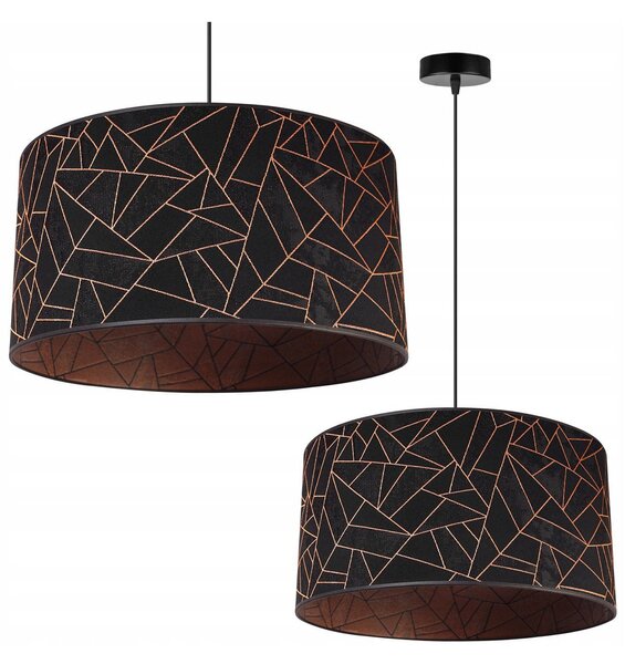 Závěsné svítidlo Werona 6, 1x černé textilní stínítko se vzorem, (fi 45cm), c