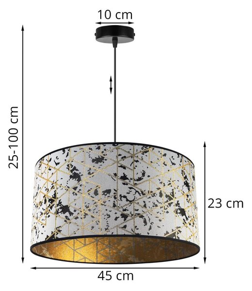 Závěsné svítidlo Werona 5, 1x šedé textilní stínítko se vzorem, (fi 45cm), g