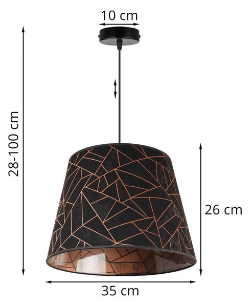 Závěsné svítidlo Werona 6, 1x černé textilní stínítko se vzorem, c, s