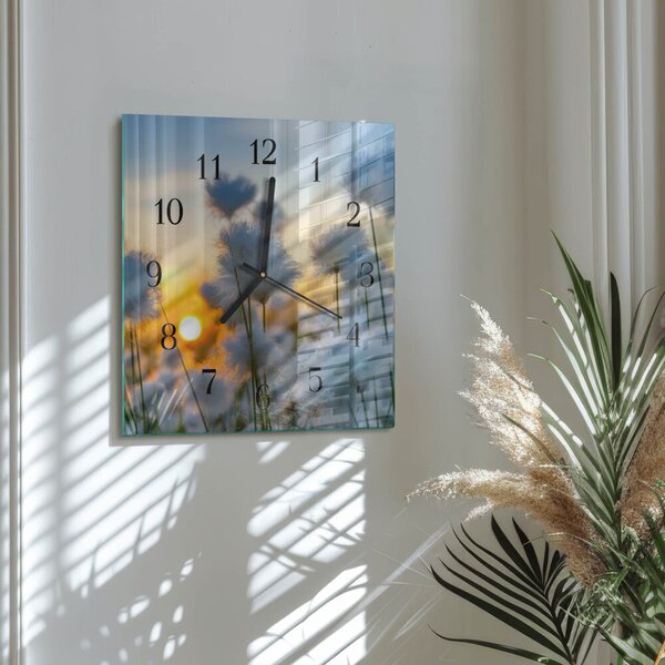 Skleněné hodiny na stěnu Bavlna zskc-30x30-00177491