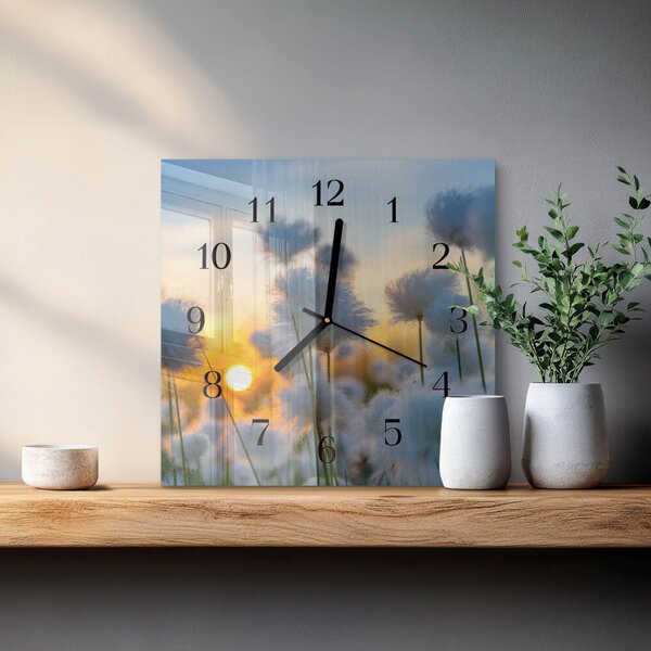 Skleněné hodiny na stěnu Bavlna zskc-30x30-00177491