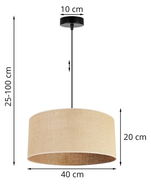 Závěsné svítidlo Juta, 1x jutové stínítko, (výběr ze 2 barev konstrukce), (fi 40cm, ve 20cm)
