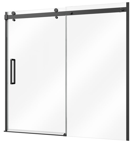 SucceBuy sprchová stěna pro vanu, rozměry 1524x1524 mm, částečně rámovaná, bezpečnostní sklo o tloušťce 8 mm, barva černá. Posuvné dveře vhodné pro vany i sprchy, s dvěma madly z nerezové oceli a nano-povlakem
