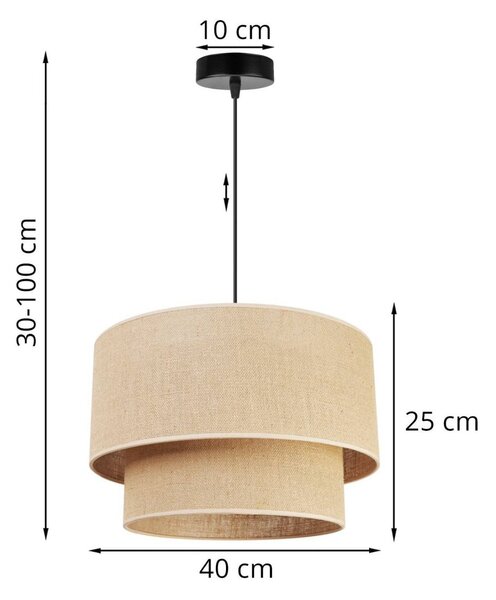 Závěsné svítidlo Juta, 1x jutové stínítko, (výběr ze 2 barev konstrukce), (fi 40cm)