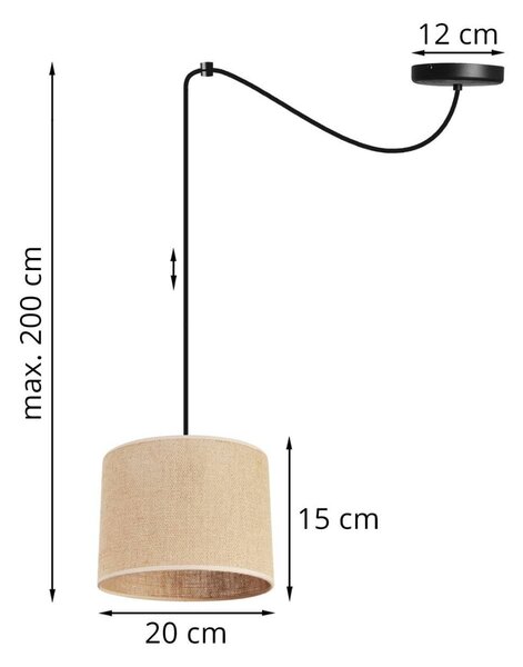 Závěsné svítidlo Juta Spider, 1x jutové stínítko, (výběr ze 2 barev konstrukce), (fi 20cm)