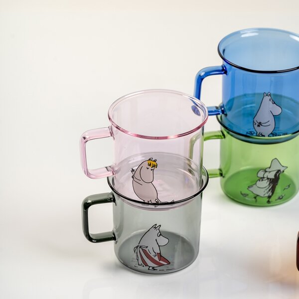 Muurla Skleněný hrnek Snorkmaiden 0,35l, růžový