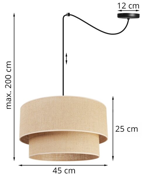 Závěsné svítidlo Juta Spider, 1x jutové stínítko, (výběr ze 2 barev konstrukce), (fi 45cm)