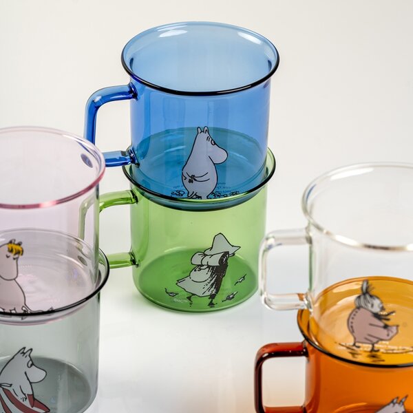 Muurla Skleněný hrnek Moomin 0,35l, modrý