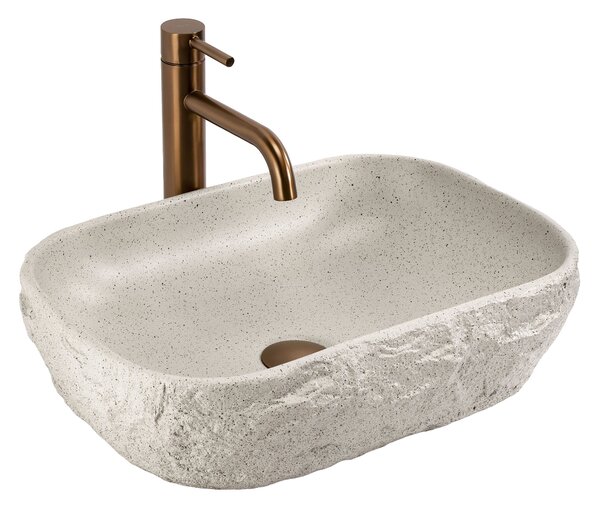 Rea Bianka, umyvadlo na desku 460x330x130 mm, imitace kamene, REA-U0628