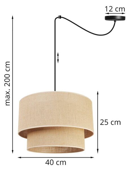 Závěsné svítidlo Juta Spider, 1x jutové stínítko, (výběr ze 2 barev konstrukce), (fi 40cm), t