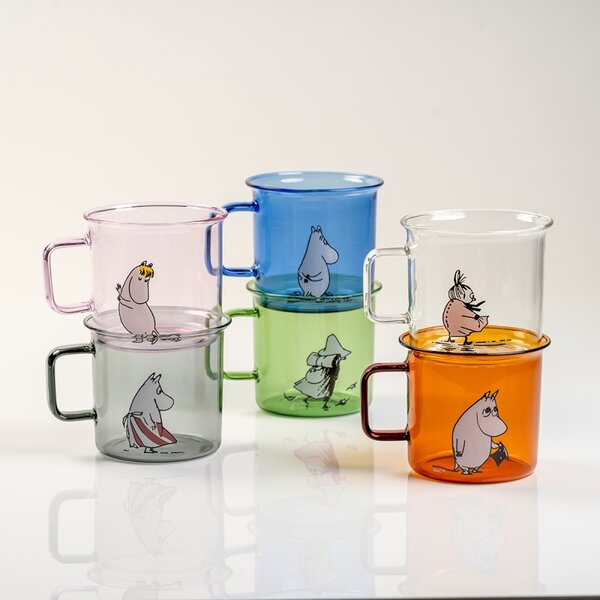 Muurla Skleněný hrnek Snorkmaiden 0,35l, růžový