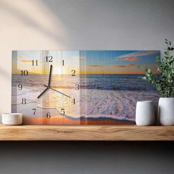 Skleněné hodiny horizontální Západ slunce zsppc-60x30-00295366
