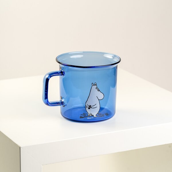 Muurla Skleněný hrnek Moomin 0,35l, modrý